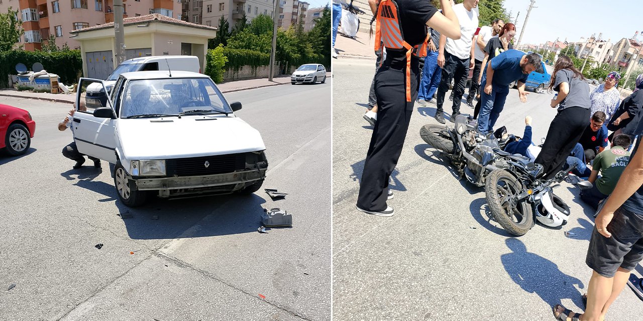 Konya’da motosikletli kız kardeşler yola savruldu