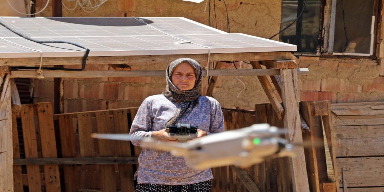 51 yaşındaki kadın, ekmek teknesini dronla koruyor