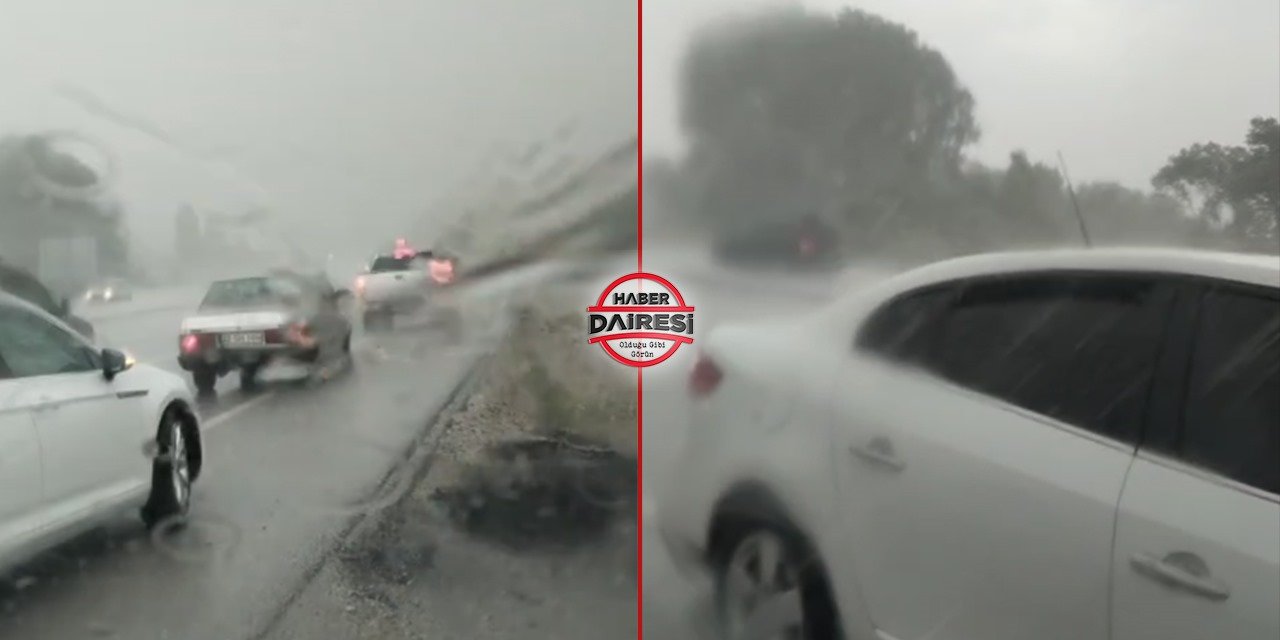 Konya’da beklenen yağış başladı, araçlar yolda kaldı