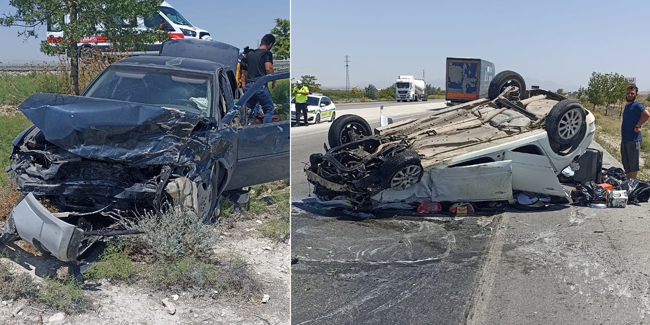 Konya'da karşı şeride geçen otomobil dehşet saçtı