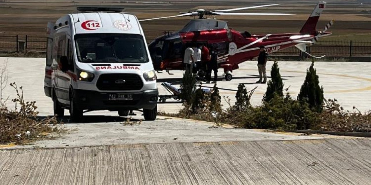 Helikopter ambulans, Konya’da gurbetçi vatandaş için havalandı