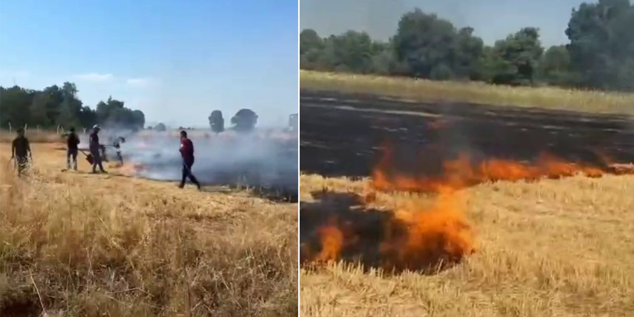 Konya'da tarım arazilerini alev aldı