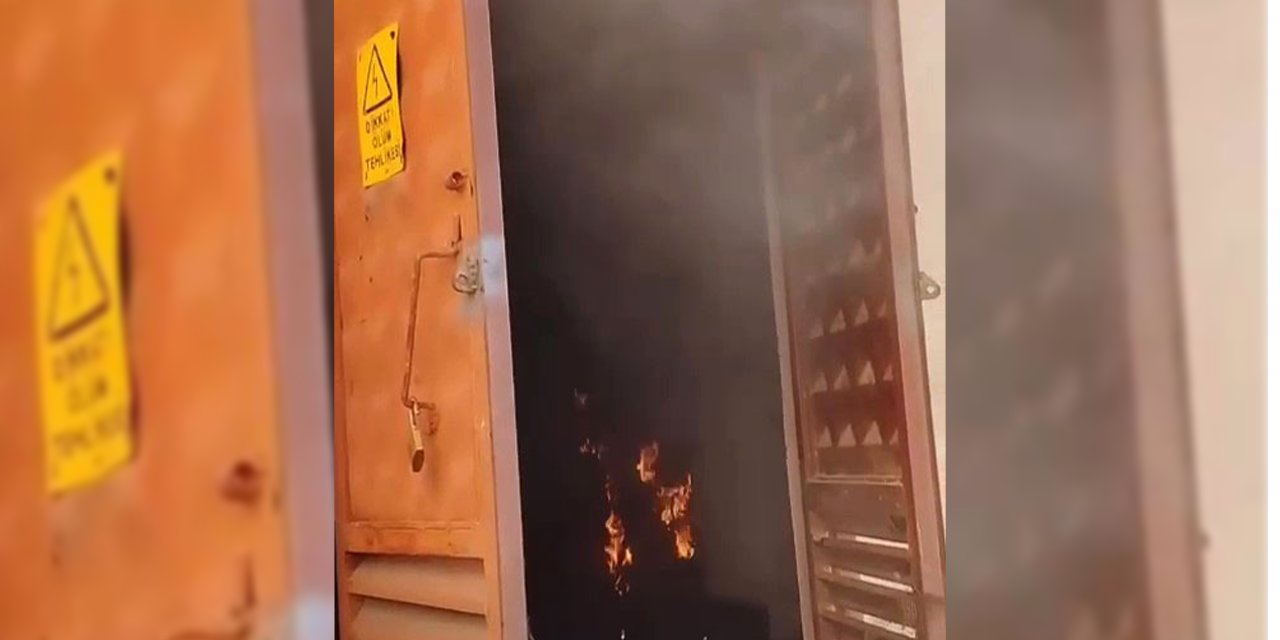 Sıcak havanın etkisiyle elektrik trafosu alev aldı