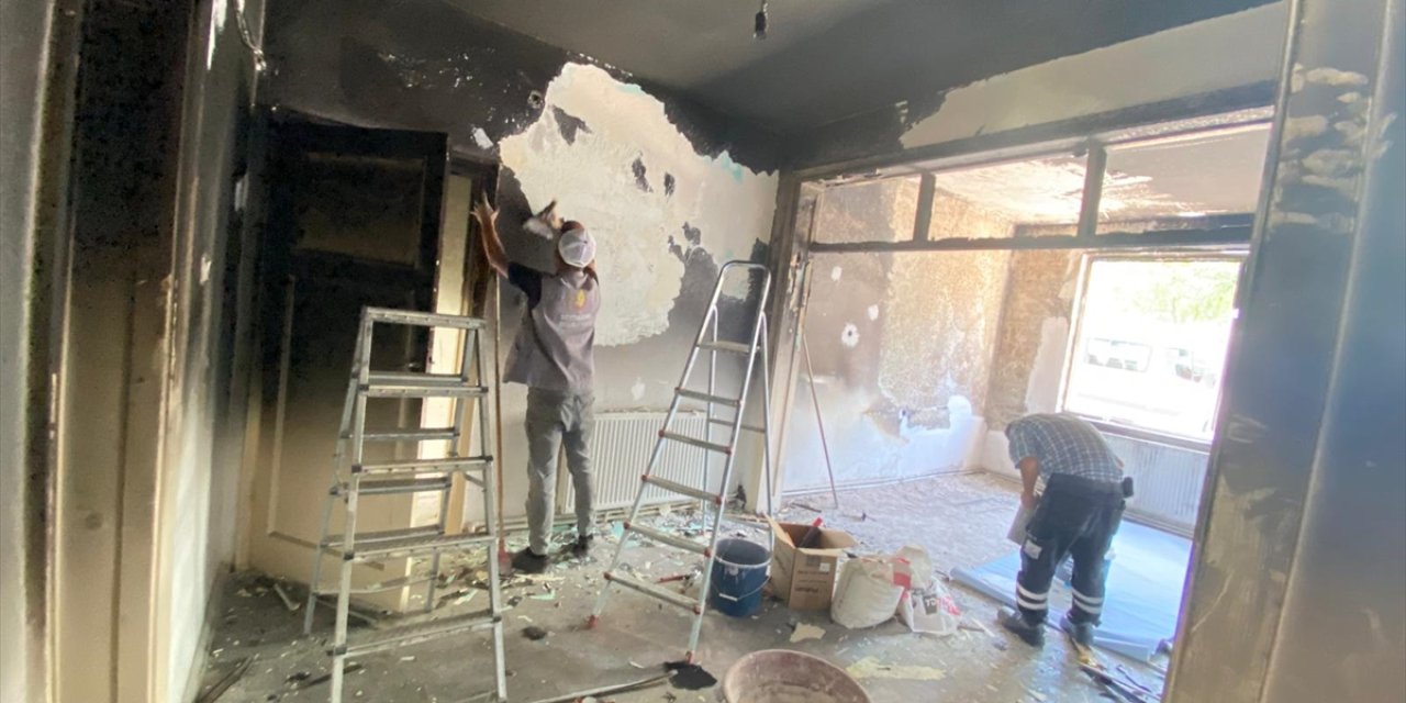 Konya'da yangın mağduru ailenin evi yenilendi