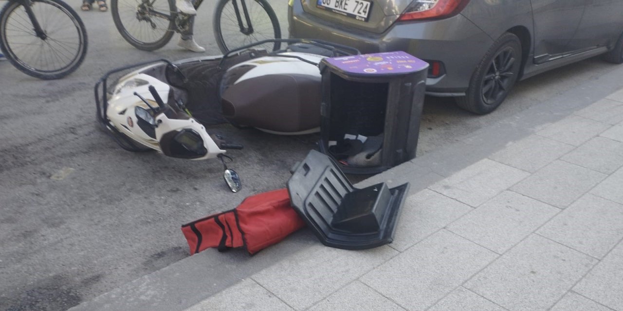 Konya’da otomobil motosiklete çarptı, yaralı hastanede