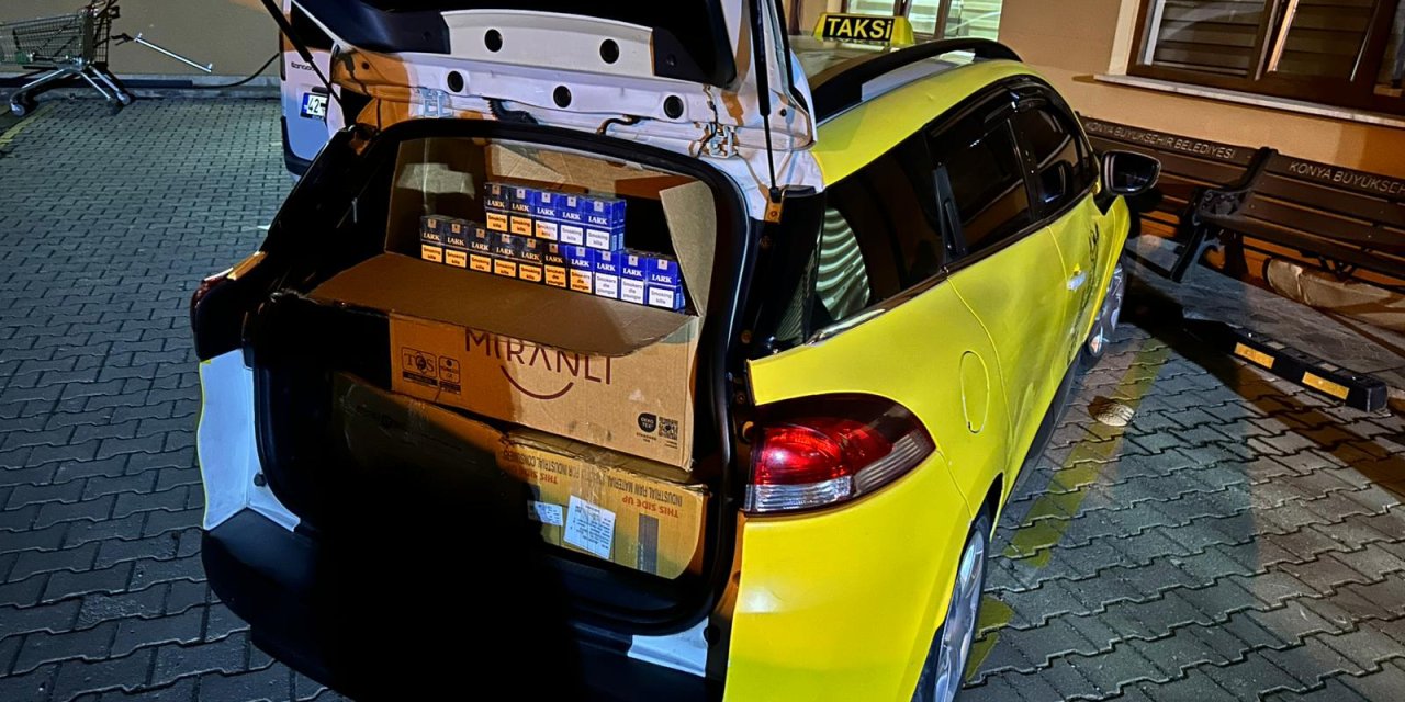 Konya’da ticari taksiyle kaçak ticarete polis engeli