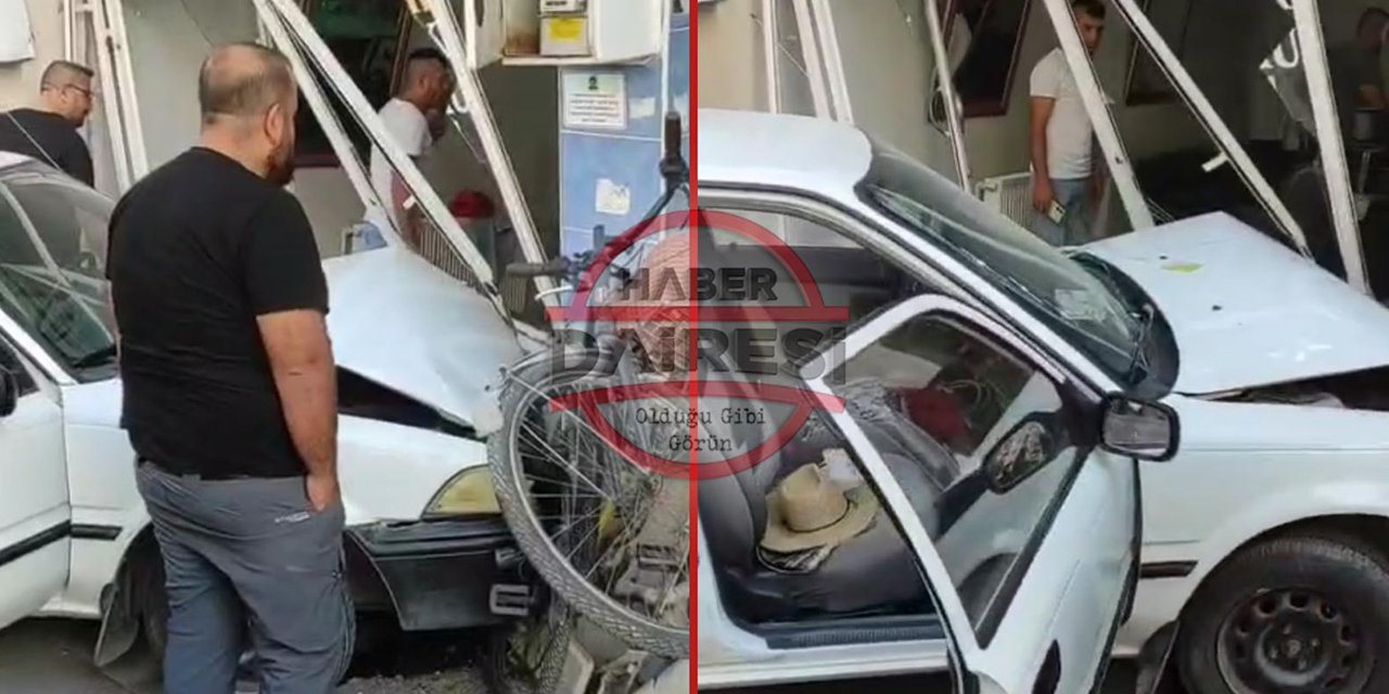 Konya’da bir otomobil kuaför dükkanına girdi