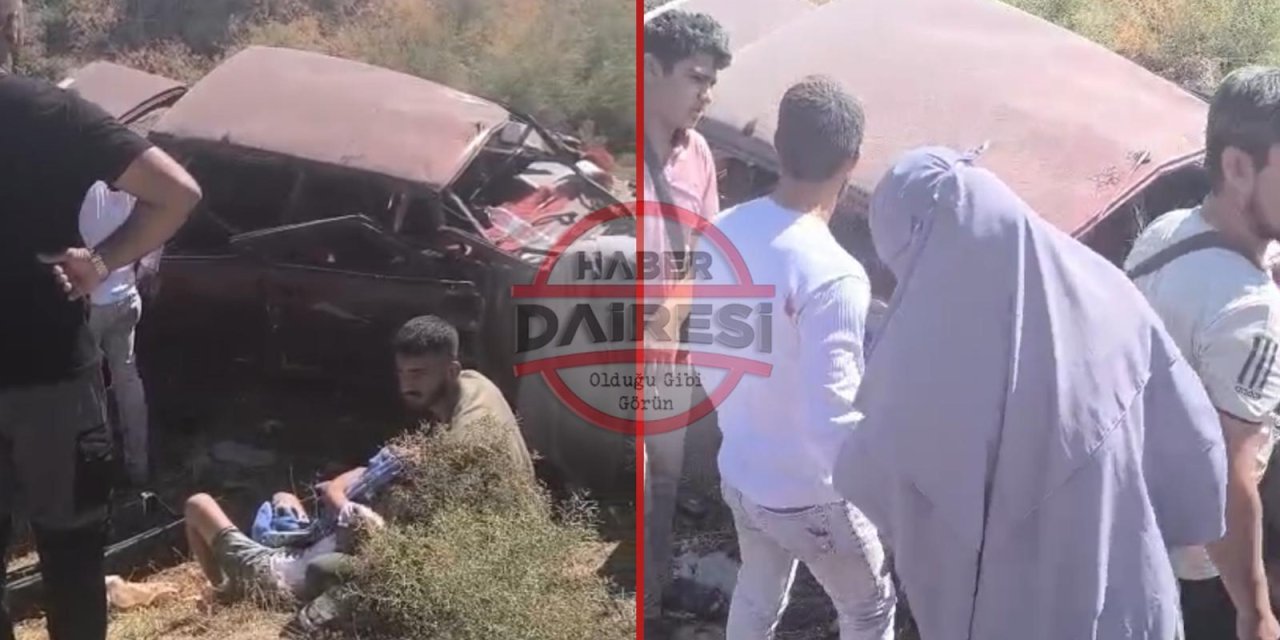 Konya’da şarampole devrilen otomobilde can pazarı