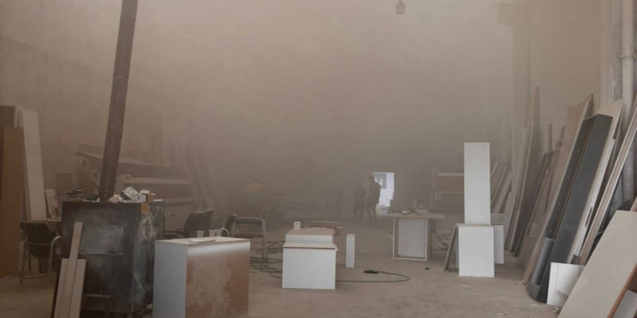 Konya'da mobilya atölyesinde yangın