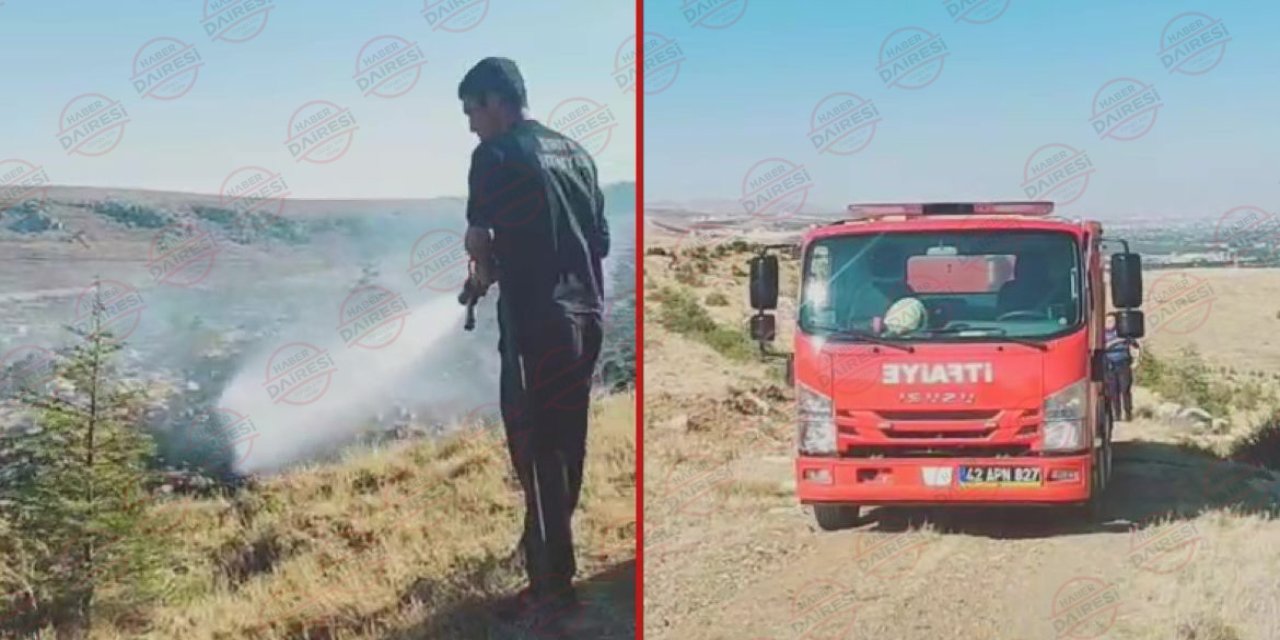 Konya Meram'da ağaçlık alanda yangını çıktı
