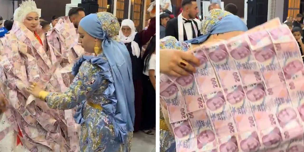 Damada banknot yelek giydirdiler, çifti adeta paraya boğdular