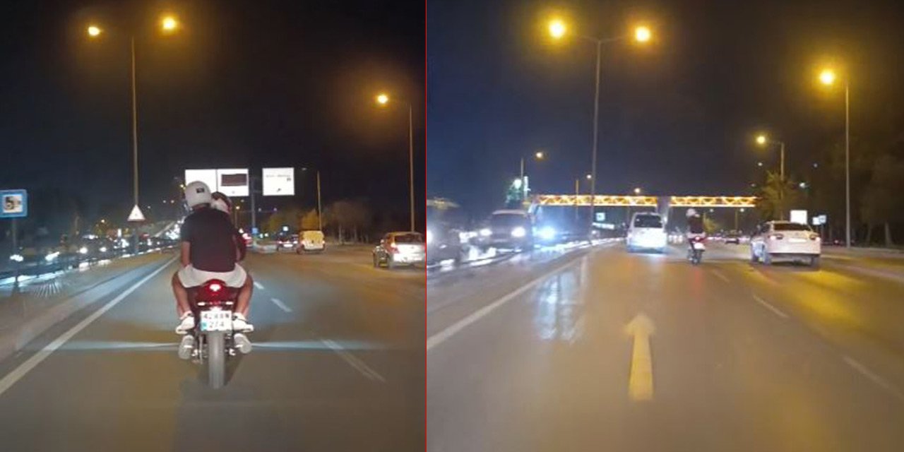 Konya’da bir sürücü motosikletlinin yaptıklarını çekip tek tek anlattı