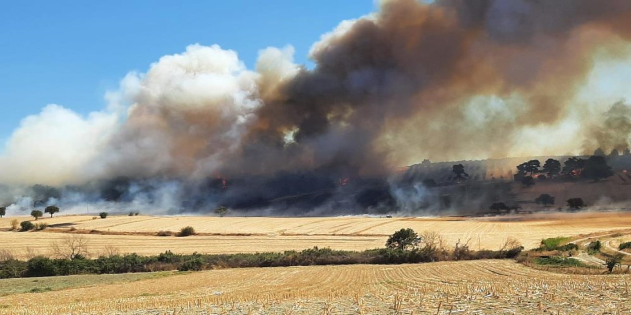 Orman yangınında işçiler mahsur kaldı