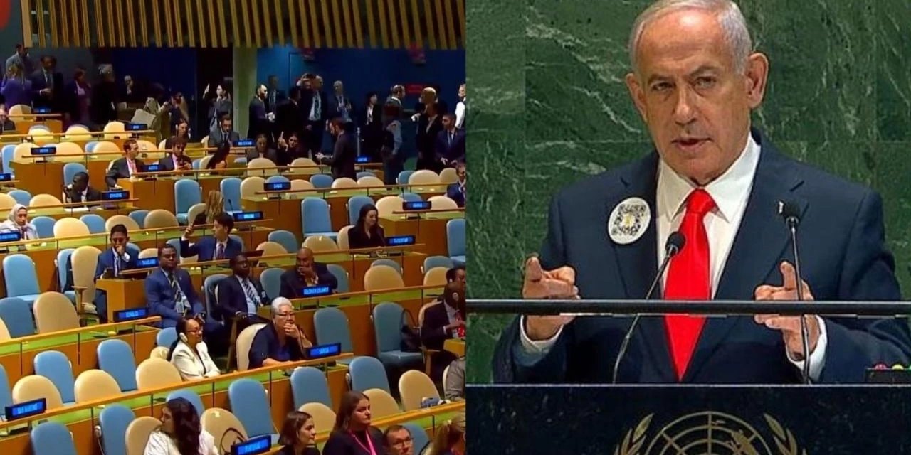 BM'de Netanyahu'ya şok protesto! Katılımcılar salonu terk etti