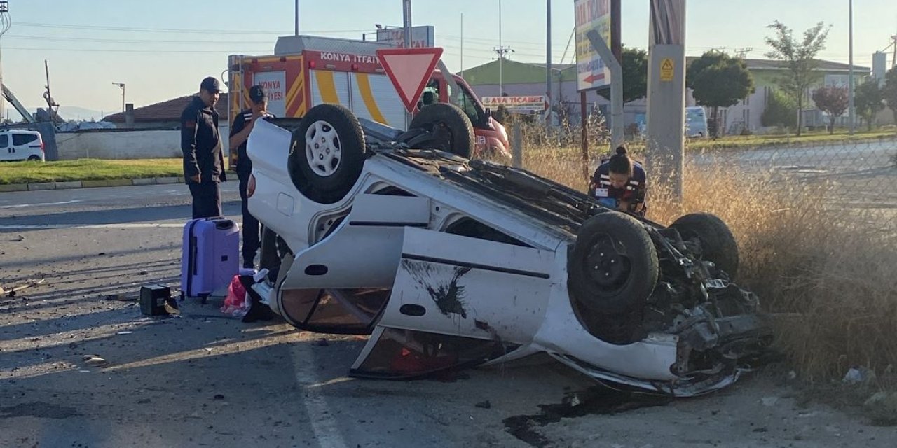 Konya’da otomobil devrildi! 5 yaralı var