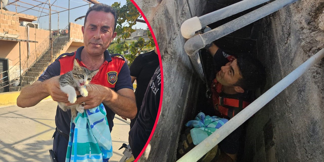 Apartman boşluğuna sıkıştı, yardımına itfaiye koştu