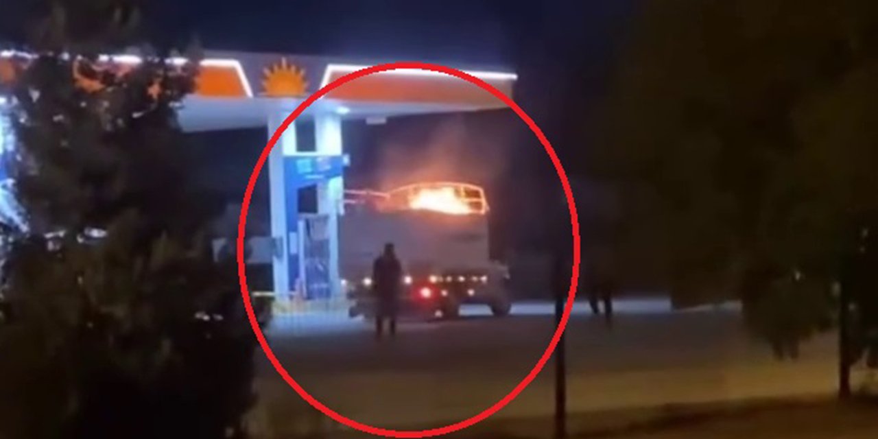 Faciaya davetiye! Alev alan kamyonet benzinliğe girdi