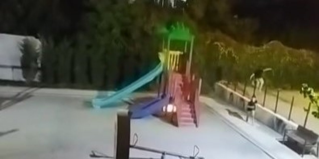 İki çocuk oynaması gereken parkı ateşe verdi