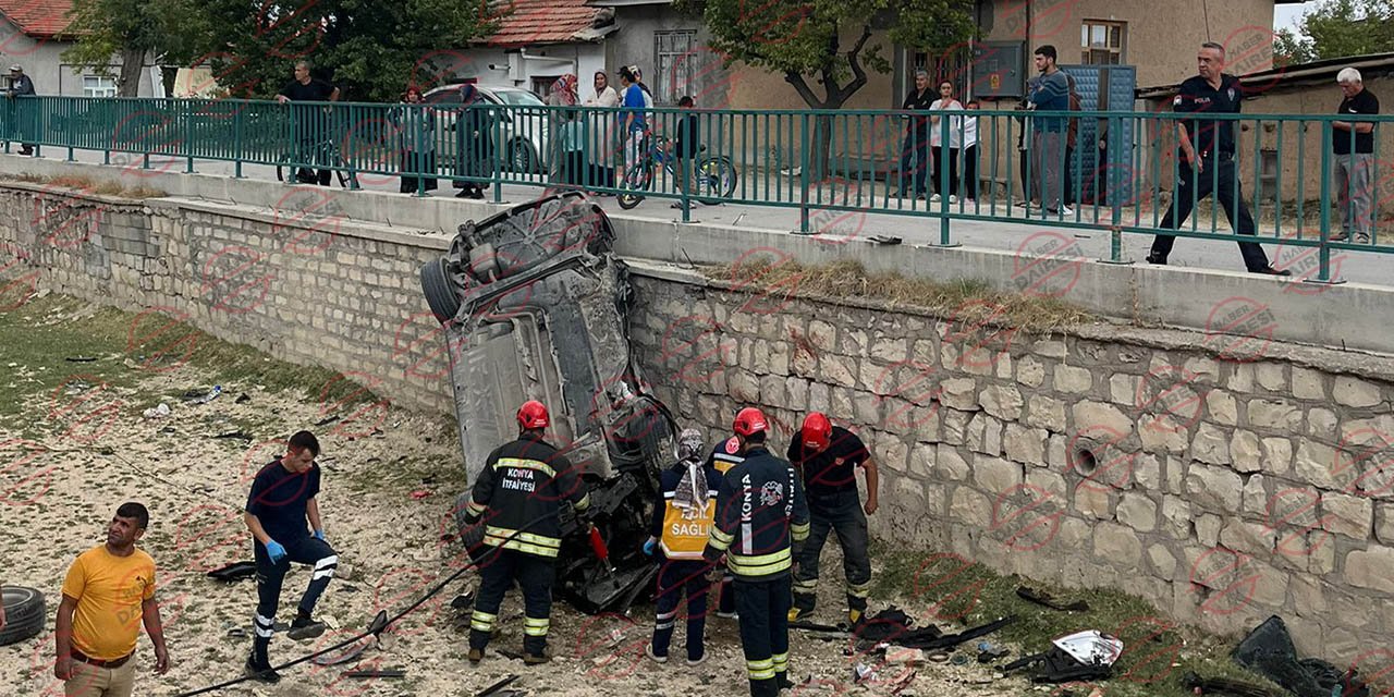 Konya'da araç kanala düştü! 1 ölü, 1 yaralı var
