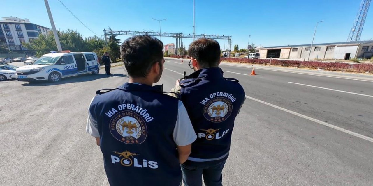 Konya yolunda denetim! Drone tespit etti, ekip cezayı yazdı