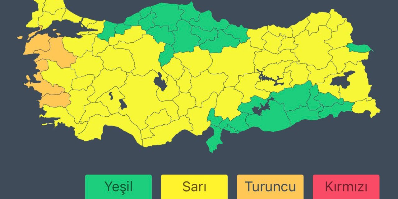 52 ilde sarı, 4 ilde turuncu kod alarmı