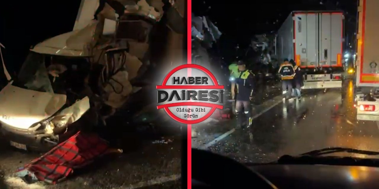 Konya’da yağış etkili olan yolda TIR ve kamyonet çarpıştı