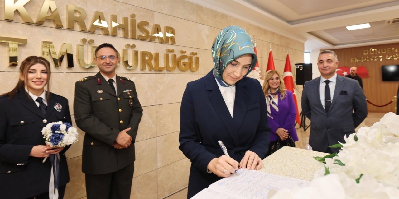 Vali, polis memuru ve subay çiftin mutlu günlerine ortak oldu