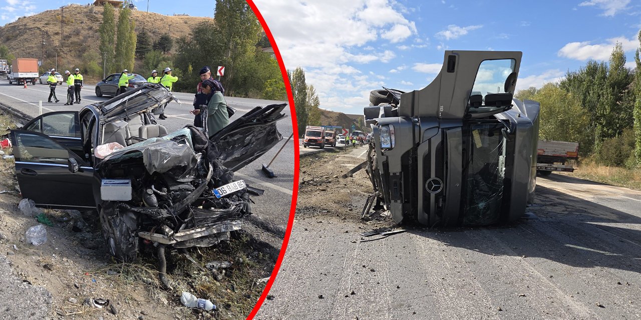 TIR ile otomobil kafa kafaya çarpıştı, 2'si ağır 4 kişi yaralandı