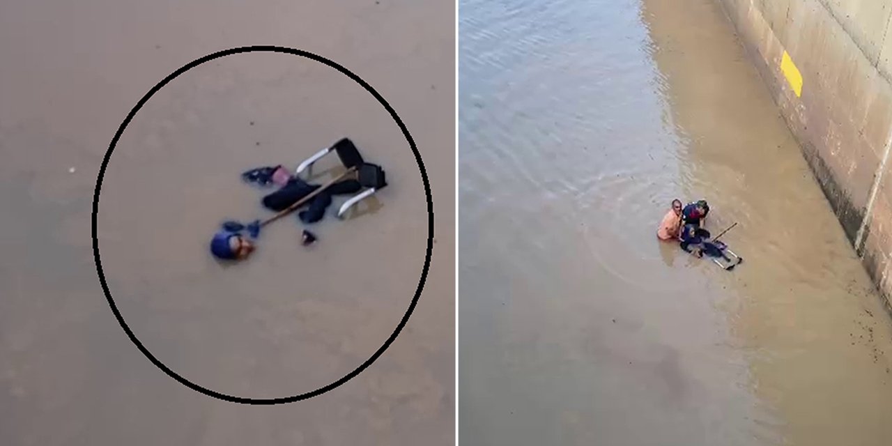 Yürekleri ağza getiren anlar! Engelli kadın alt geçitte suların altında kaldı