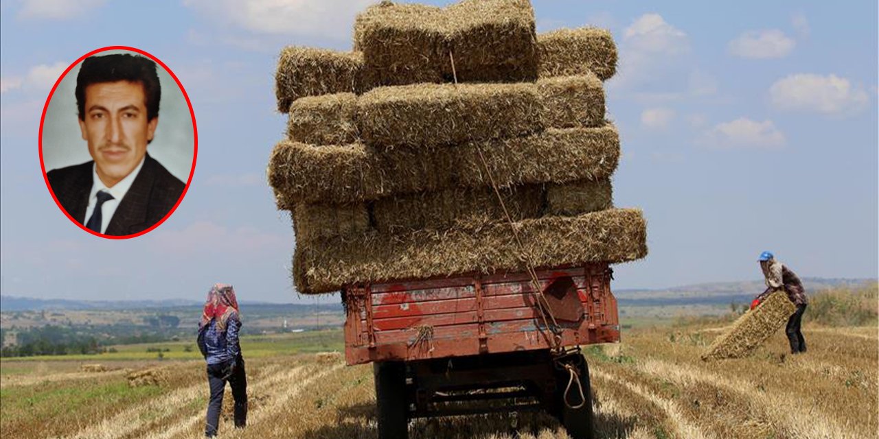 Saman balyalarının altında kalan çiftçi, hayatını kaybetti
