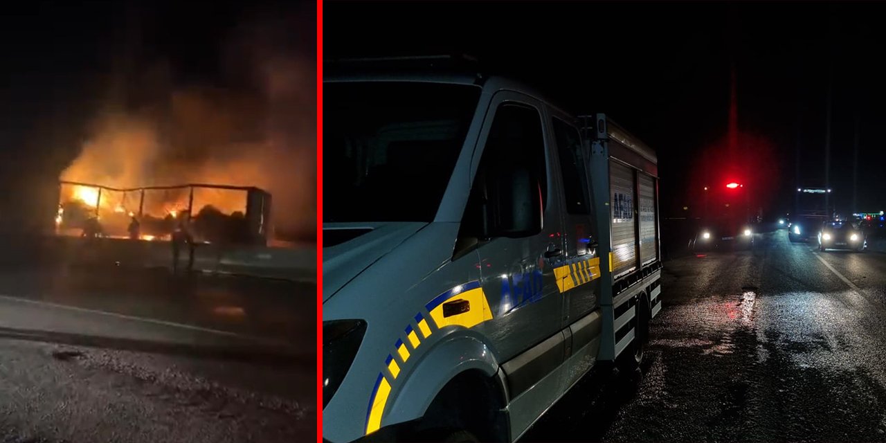 Seyir halindeki TIR alevlere teslim oldu