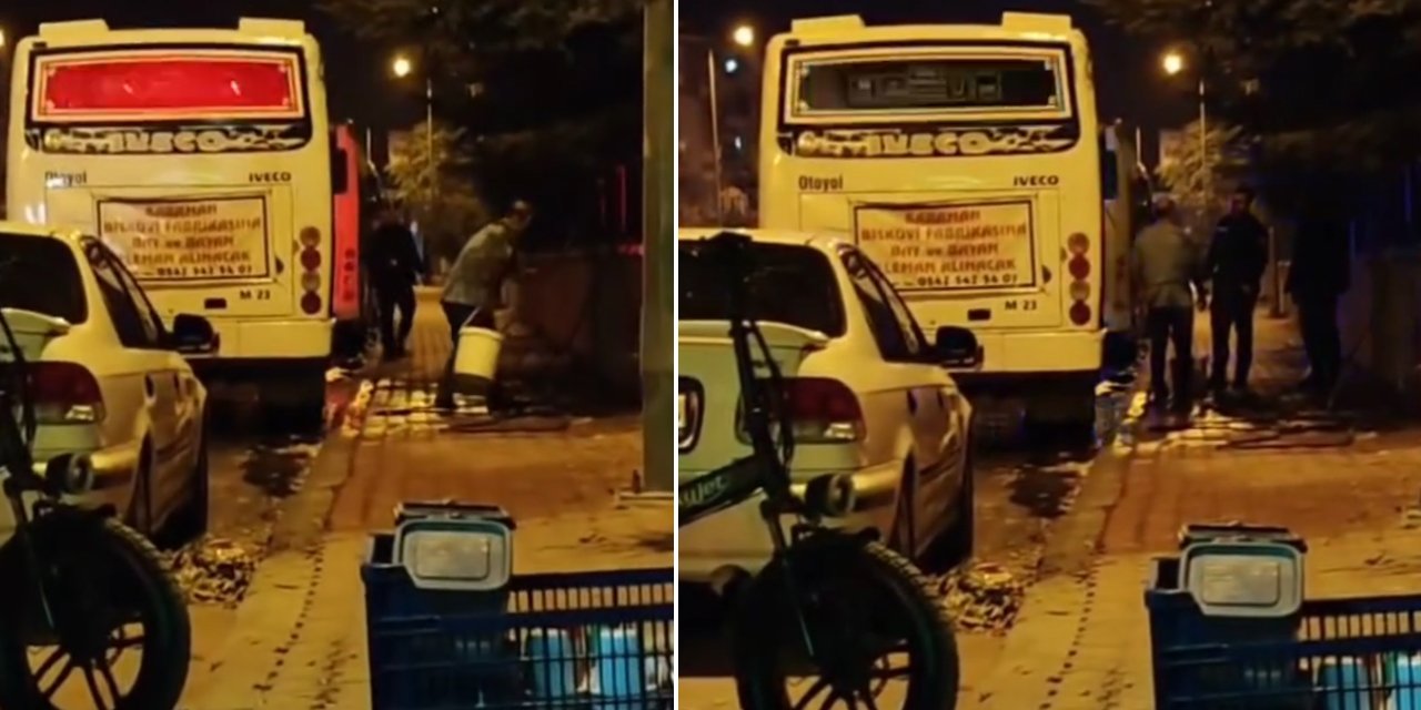 Konya’da tepki çeken görüntü! Mezarlık çeşmesinde otobüs yıkadı