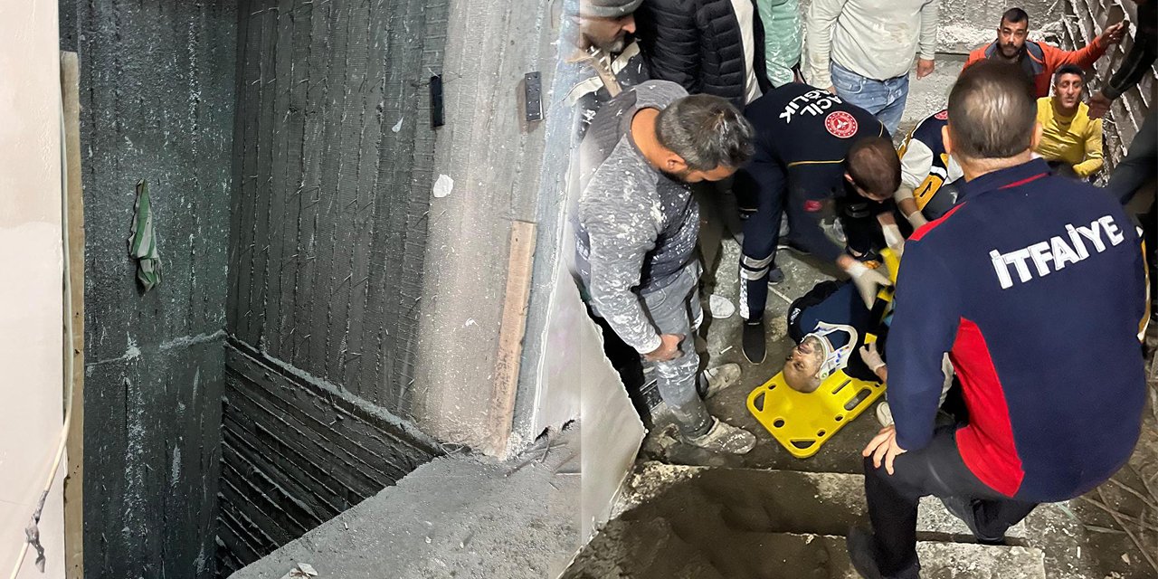 5 katlı binanın en üst katından düşen 2 inşaat işçisi, ağır yaralandı