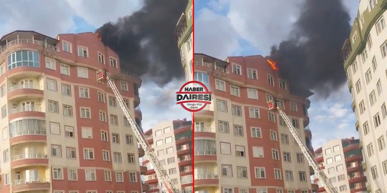 Konya’da 9 katlı binada yangın paniği
