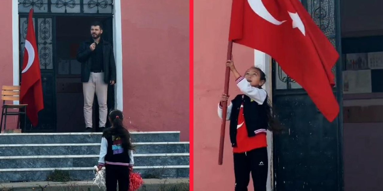 Konya’da 1 öğretmen ve 1 öğrenciyle bayram töreni