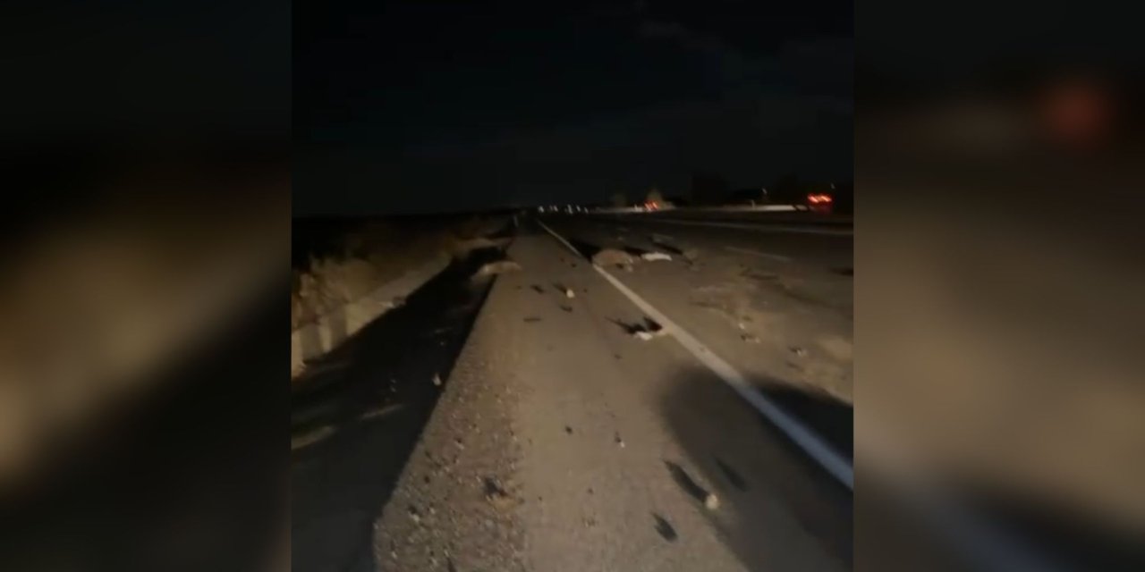 Konya’da otomobil domuz sürüsüne daldı