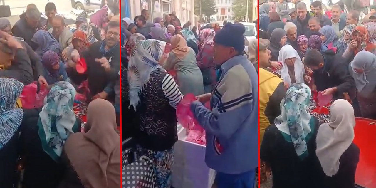 Bedava dağıtıldığını duyan tezgaha koştu