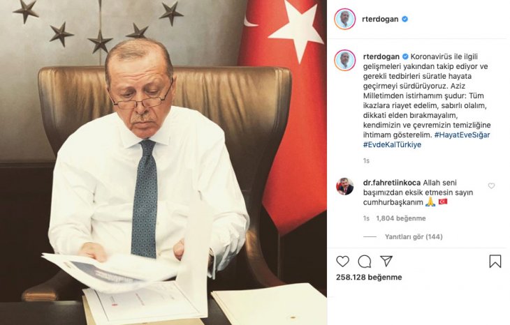 Cumhurbaşkanı Erdoğan'dan koronavirüsle mücadele paylaşımı