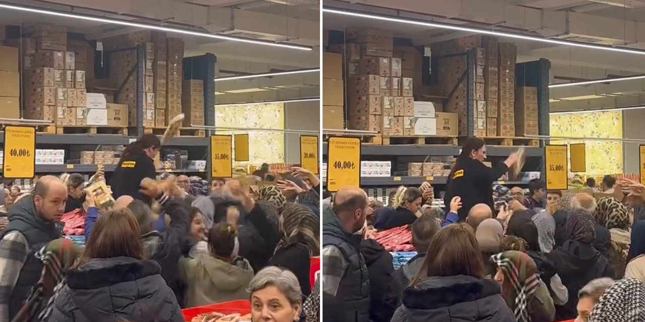 Dev zincir market indirim yaptı, vatandaşlar birbirini ezdi