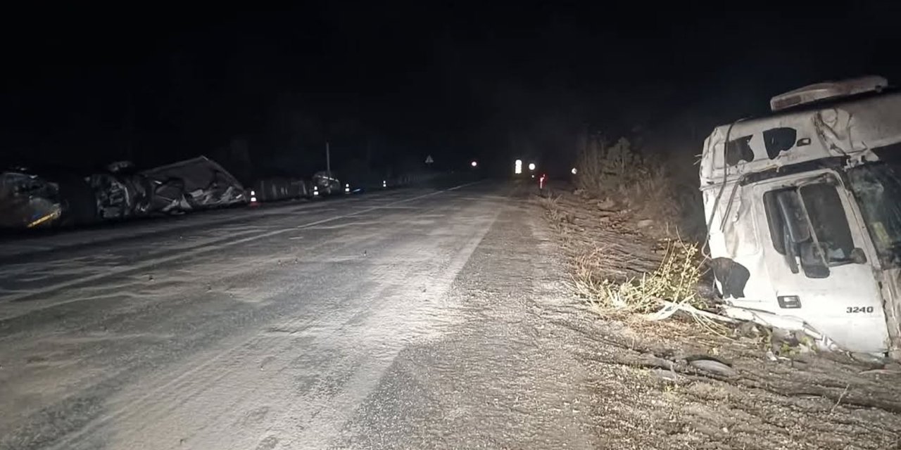 Konya’da kaza yapan süt tankeri bu hale geldi