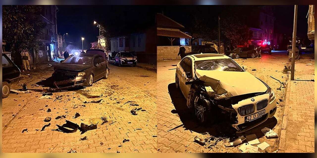 Konya’da otomobil park halindeki araca çarptı! 2 yaralı var