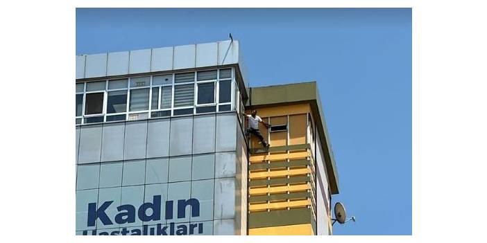 Konya’da hareketli anlar! Örümcek Adam gibi hastane binasına tırmandı