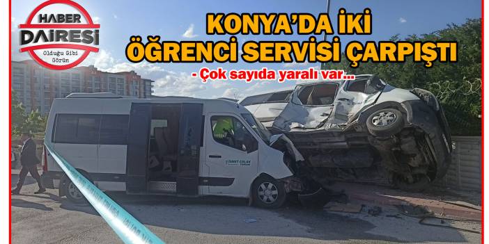 Konya’da iki öğrenci servis aracı çarpıştı, 14 kişi yaralandı