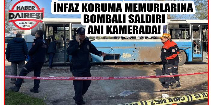 İnfaz koruma memurlarını taşıyan otobüse bombalı tuzak anı kamerada