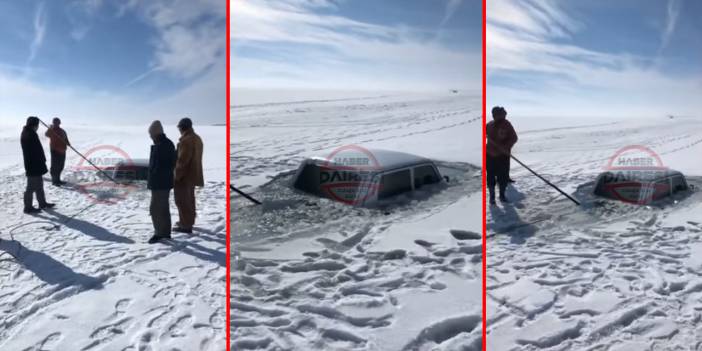 Donan Beyşehir Gölü üzerinde aracıyla geziyordu, buzul kırıldı, suya gömüldü!