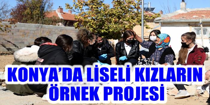 Konya’da liseli kızlar yaşlıları ziyaret edip bahçelerinde güz temizliği yapıyor
