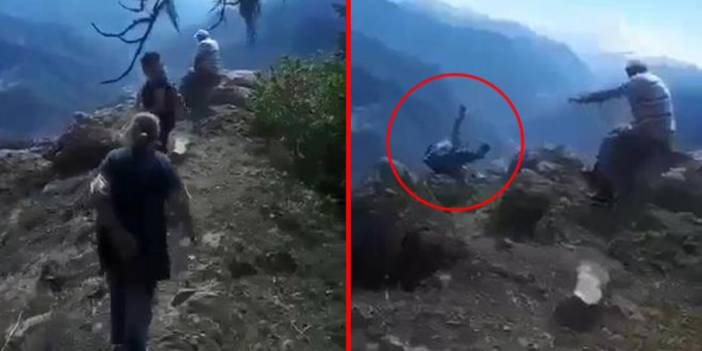 Damat, kayınvalidesinin 70 metrelik uçuruma düştüğü anı kaydetti