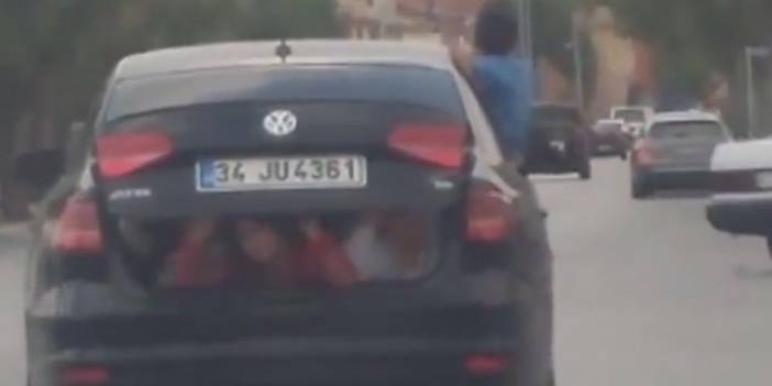Bu kadarına da pes! 3 çocuğu otomobilin bagajında taşıdı