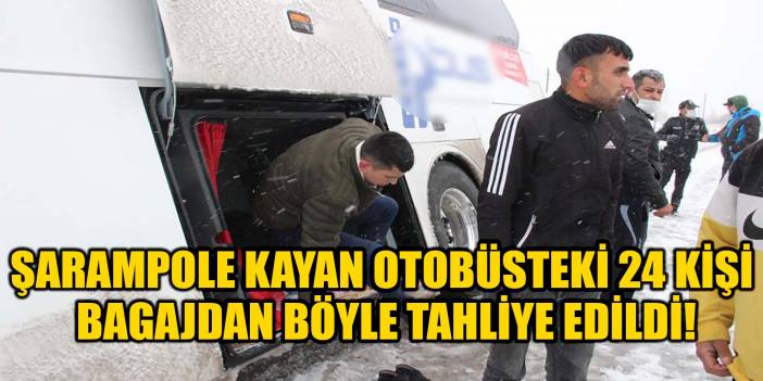 Konya otobüsü şarampole kaydı, devrilmemesi için tek tarafta toplanan 24 kişi bagajdan çıkartıldı