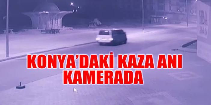 Yer Konya! Minibüs direğe böyle çarptı